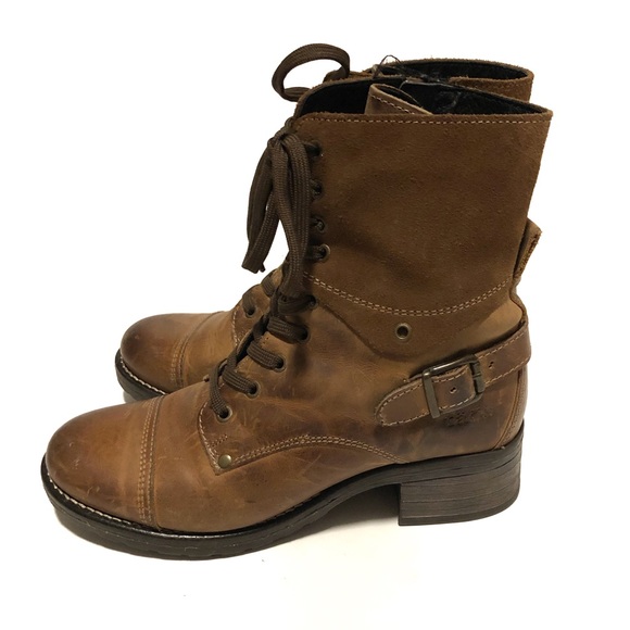 Taos Crave Golden Tan Leather Combat Boots - Picture 3 of 9